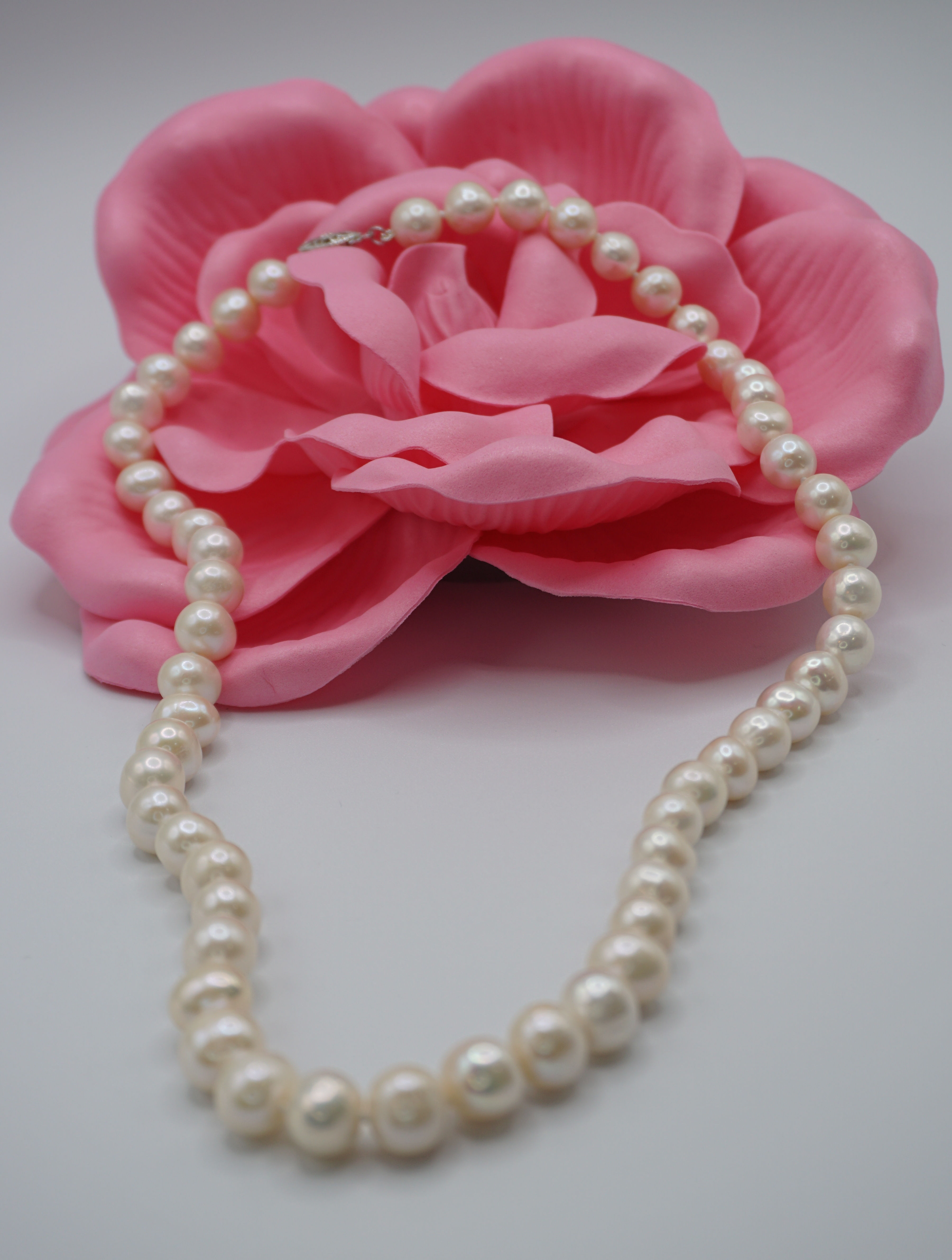 20 Inch 10 - 11 MM Freshwater Cultured Pearl Necklace with Sterling Silver Clasp