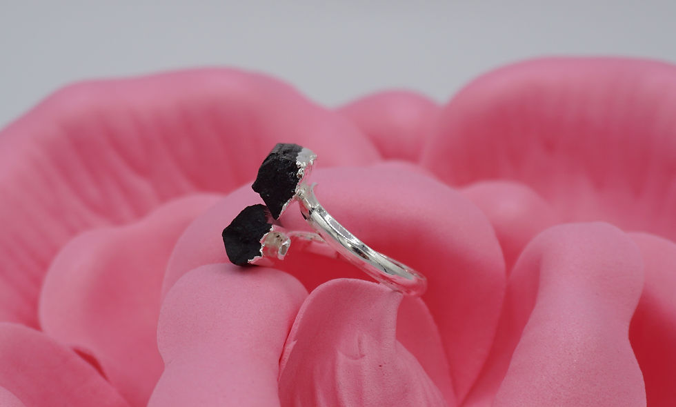 Thumbnail: Rough Cut Black Tourmaline Bypass Ring