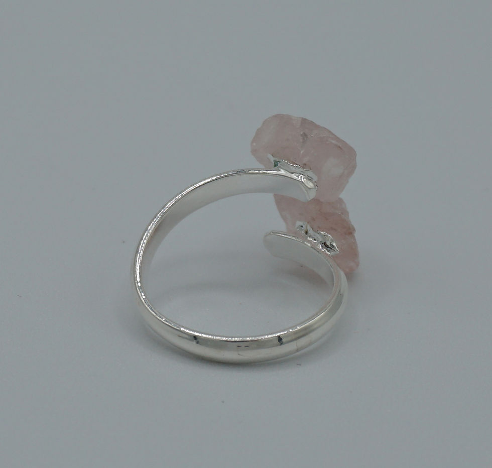 Thumbnail: Rough Cut Rose Quartz Bypass Adjustable Ring