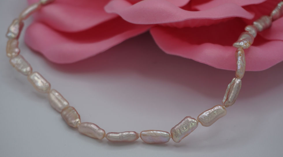 Thumbnail: 14 K Gold Pink/ Peach Biwa Pearl 18 Inch Necklace