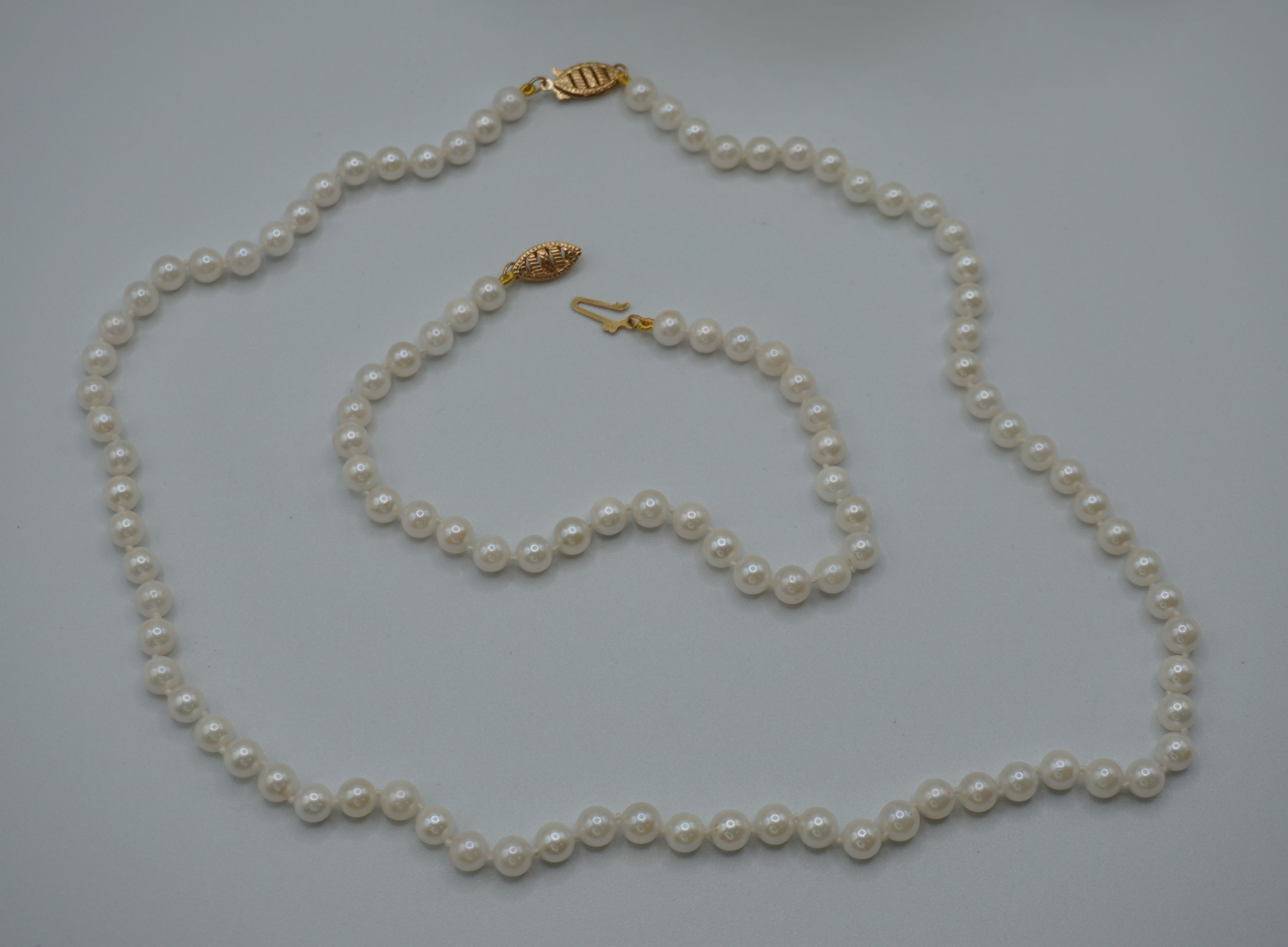 5 MM Japanese Akoya Pearl Necklace and Bracelet Set