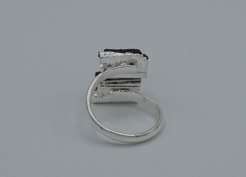 Thumbnail: Rough Cut Black Tourmaline Bypass Ring