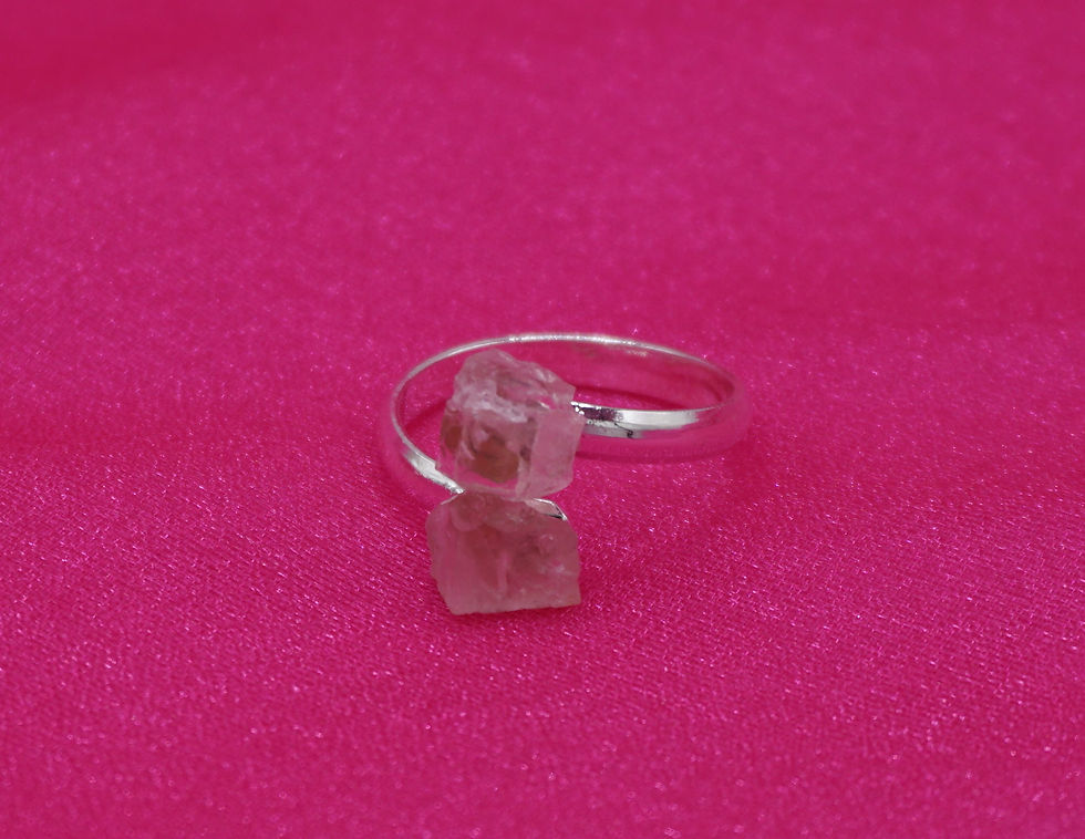 Thumbnail: Rough Cut Rose Quartz Bypass Adjustable Ring