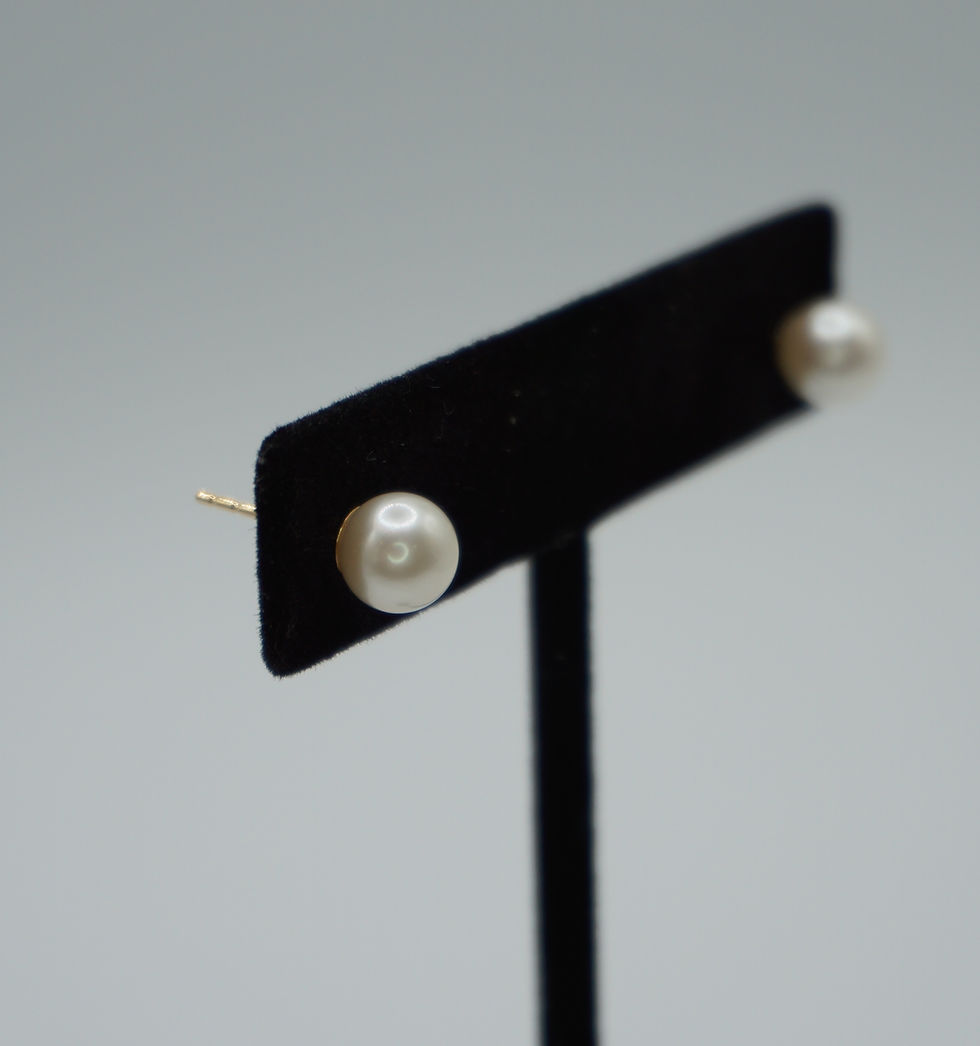 Thumbnail: 14 K Yellow Gold 6.5-7 MM Akoya Pearl Stud Earrings
