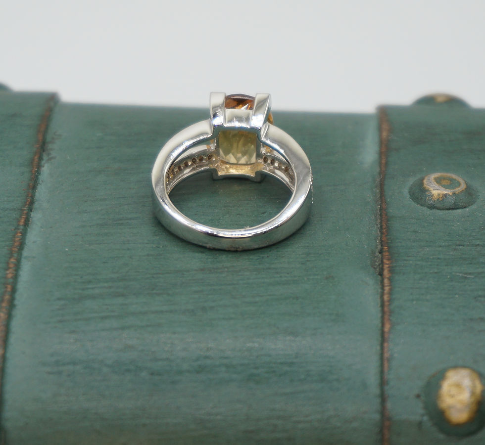 Thumbnail: 3.97 Ct Citrine and Diamond Ring in 14 K White Gold