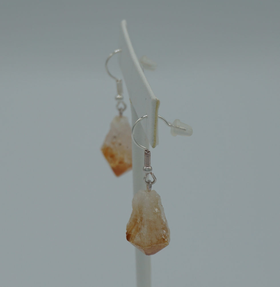Thumbnail: Citrine Point Shepard Hook Earring Silver Finished