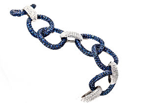 18k White Jumbo Link Bracelet with 39.68 carats of Blue Sapphires and 4.69 carats of Diamonds