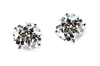 18k White Gold Solitaire Stud Earrings, 6.02 carats total weight, GIA certified Si2 Clarity, J Color