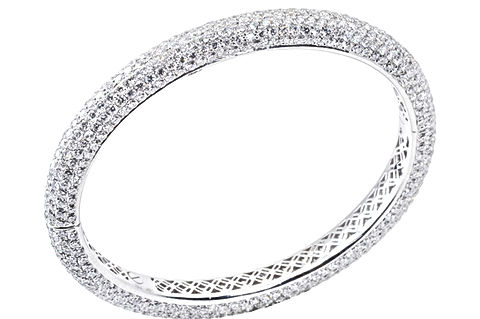 18k White Gold Eternity Bangle Bracelet with 16.41 carats of diamonds pave set