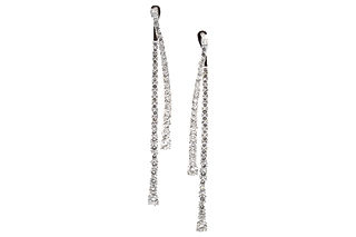 18k White Gold Front & Back Diamond Earrings featuring 5.65 carats of round diamonds