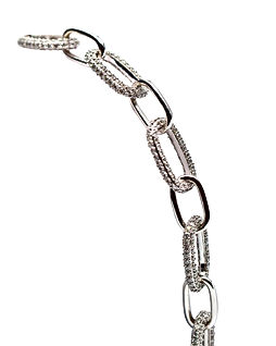 18k White Gold Pave Link Bracelet featuring ct of Round Diamonds