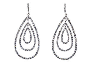 18k White Gold Large Dangle Earrings featuring 7.64 carats of round diamonds