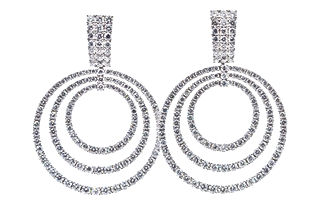 18k White Gold Large Dangle Earrings featuring 13.22 carats of round diamonds