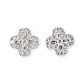 18K White Gold Clover Stud Earrings with 1.84 carats of Diamonds