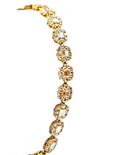 18k Yellow Gold Fancy Cluster Bracelet featuring 7.71ct of Baguettes and Round Diamonds
Ref# 171-17238 - Call for pricing