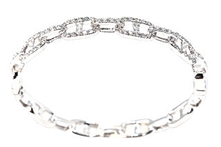18k White Gold Gucci Link Bracelet with 3.02 carats of Diamonds