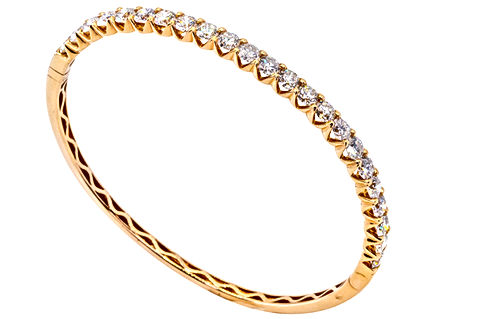 18k Rose Gold Bangle Bracelet with 4.95 carats of round diamonds