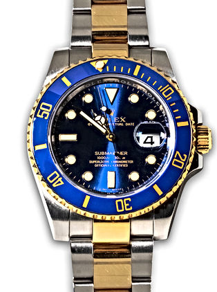 41mm Two Tone Rolex Submariner in blue