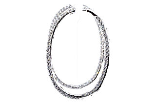18k White Gold 2 inch Oval Hoop Earrings featuring 11.57 carats in pave set diamonds