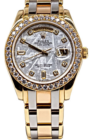 39mm 18K Rolex Masterpiece Tridor with a meteorite diamond dial and diamond bezel