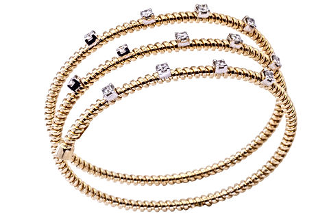 14k Yellow Gold & Diamond Wrap Bracelet
