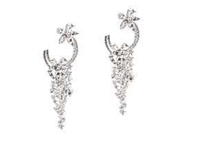 18K White Gold Floral Earrings with 7.01 carats of Diamonds