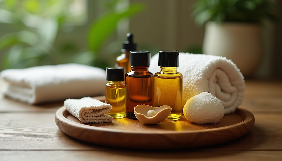 Eye-level view of a spa treatment room with calming decor and soft lighting