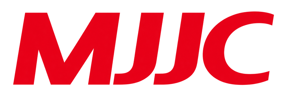 MJJC logo in red text on a black background