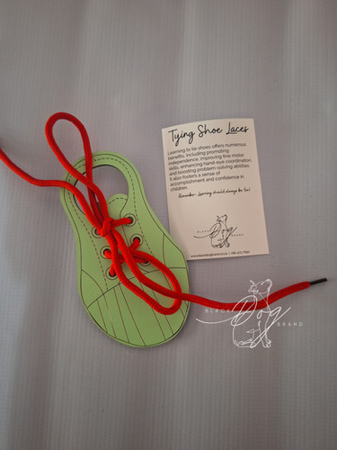 Shoe Tying Practice Board Black dog branding