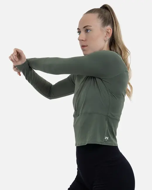 Swift 1/2 Zip Crop - Sage