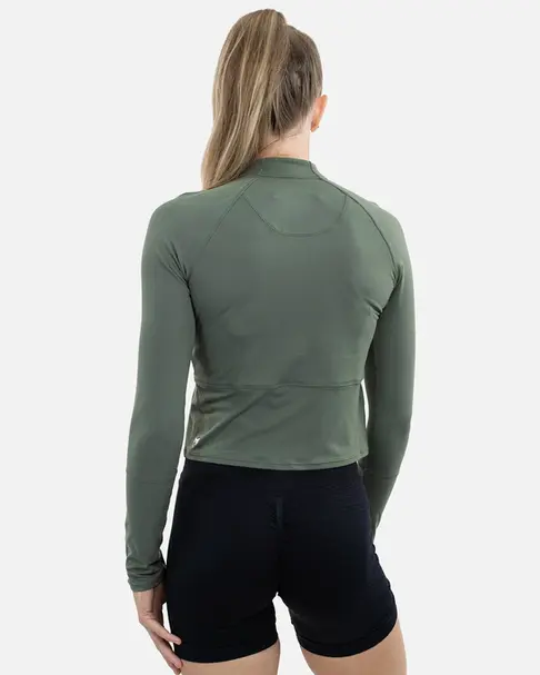 Swift 1/2 Zip Crop - Sage