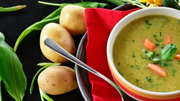 Potato and Carrot Soup served fresh in a bowl.
