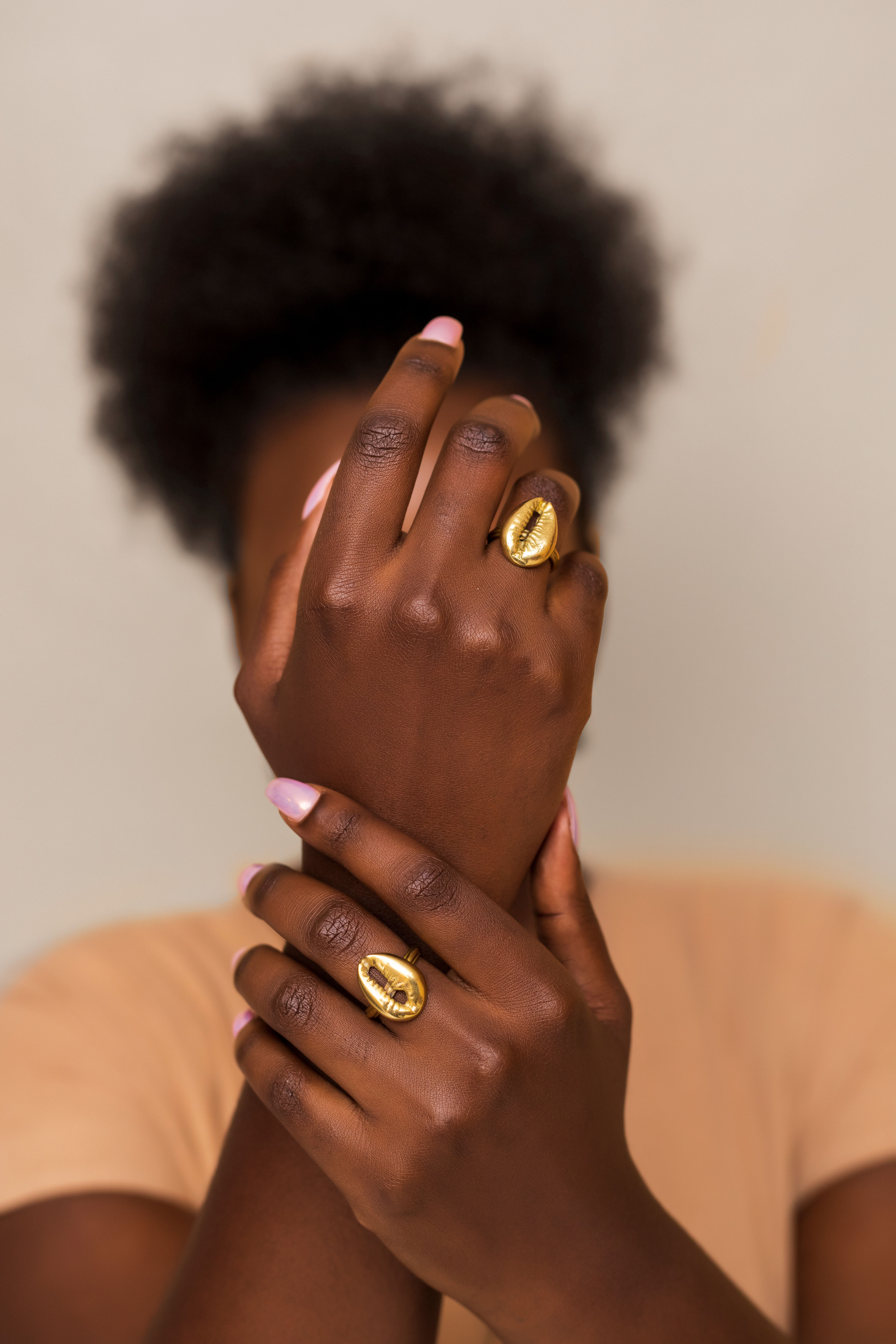 Brass Cowrie Shell Ring