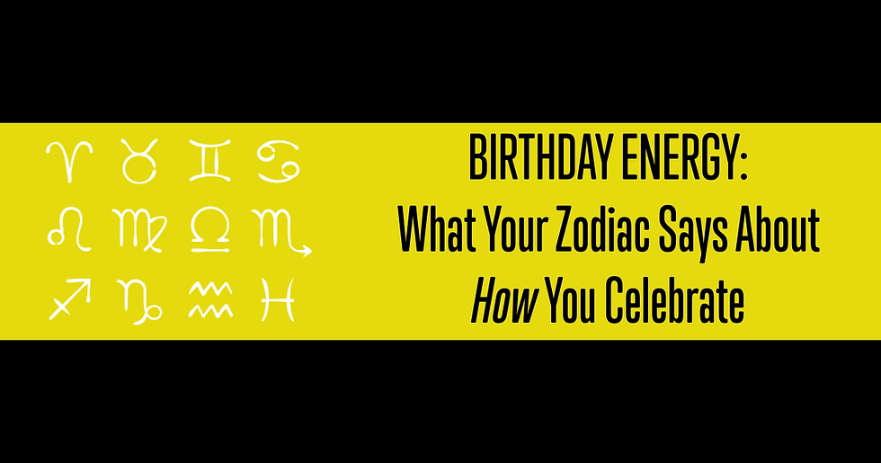 Graphic of zodiac signs and text