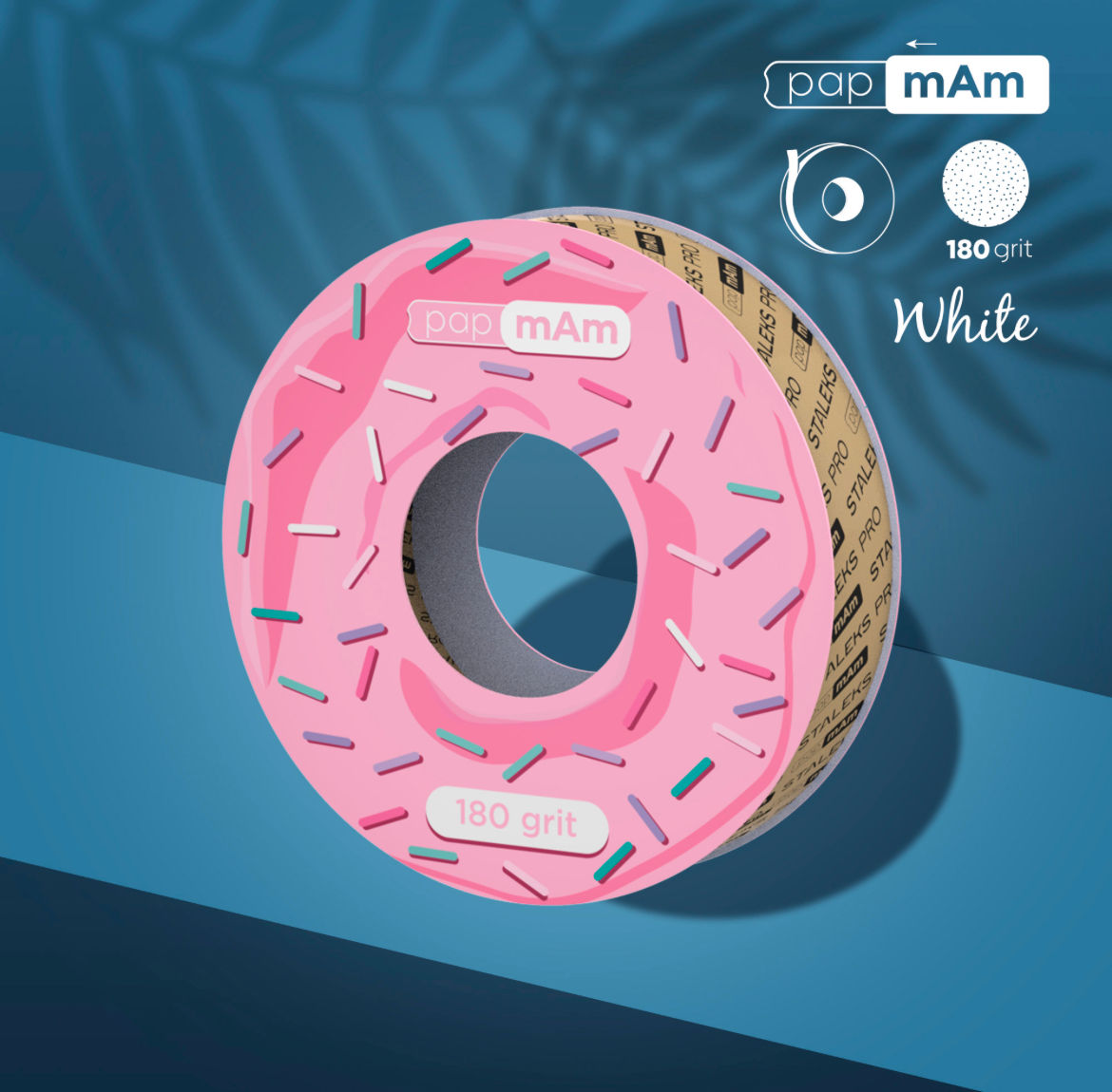 Disposable white abrasive tape papmAm EXPERT 180 grit for the plastic case