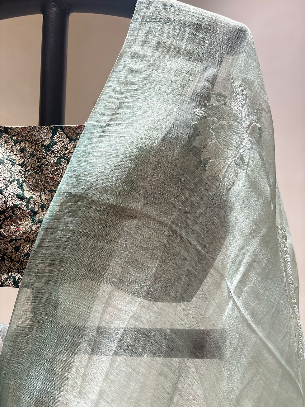 Thumbnail: Summer Whispers - Mint Green Floral Silk