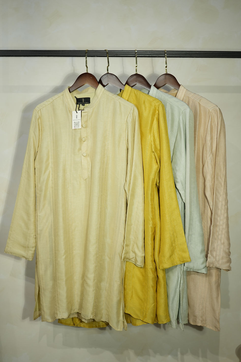 Thumbnail: Vertical Stitch Lines- Mustard Kurtha