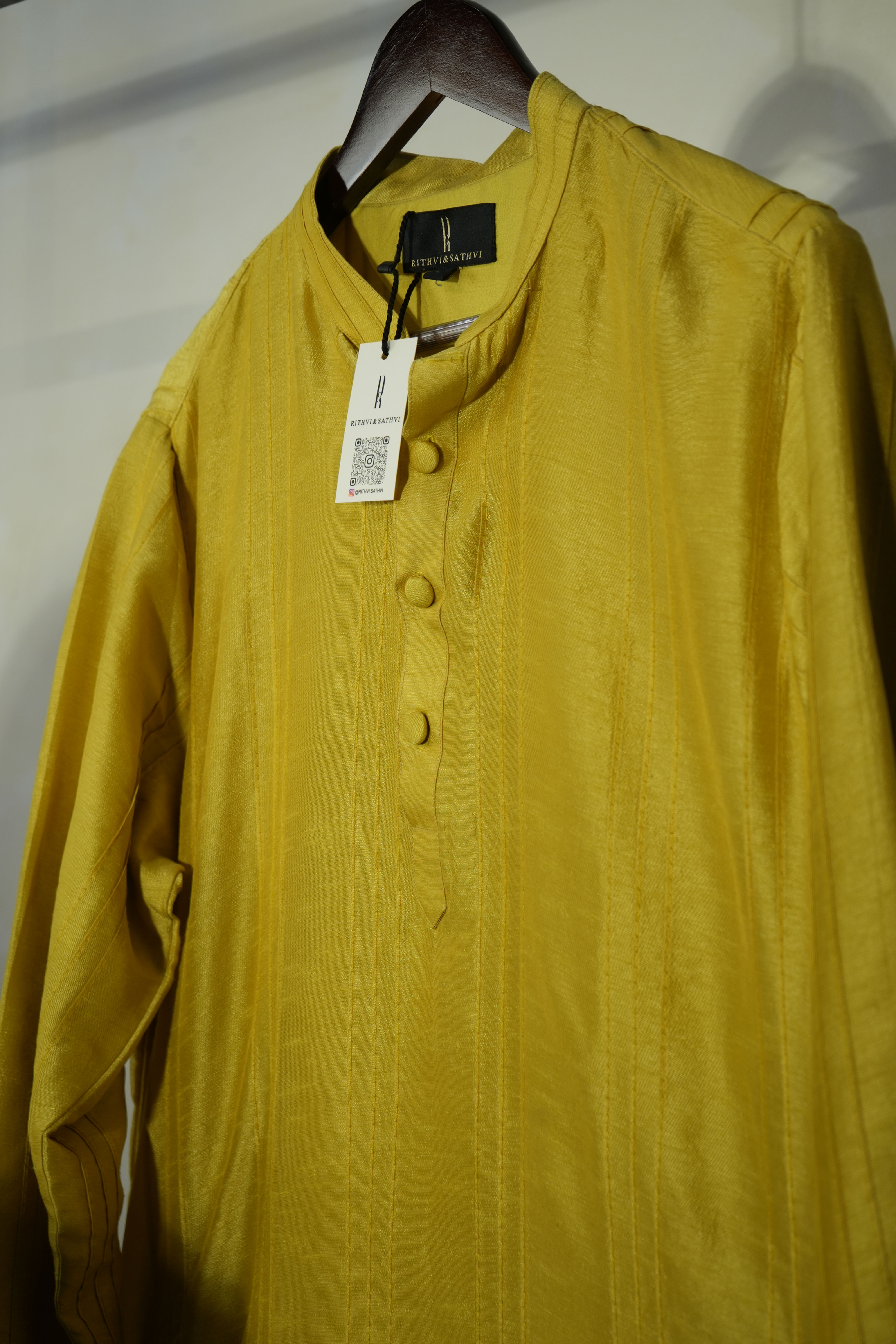 Vertical Stitch Lines- Mustard Kurtha