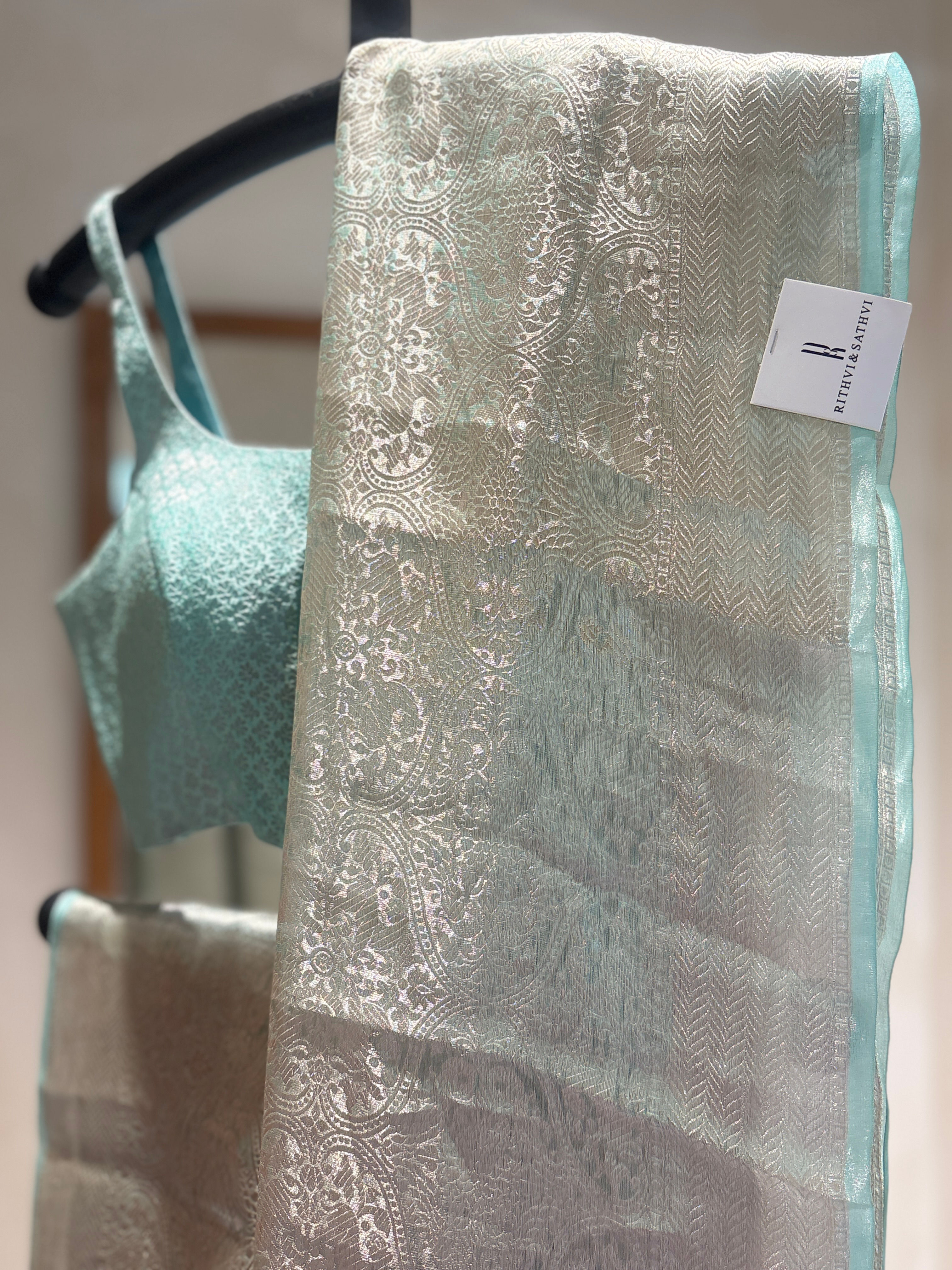 Rani Collection- Sea Green Tissue Banarasi