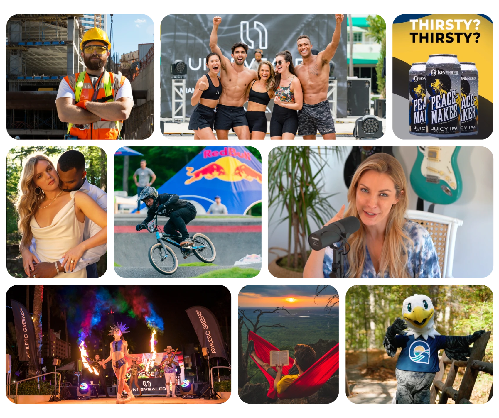 A collage of Phase Up campaigns and creative production