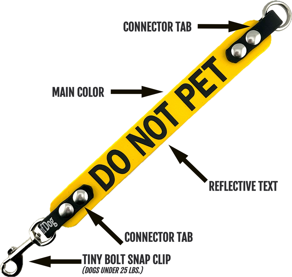 Thumbnail: parts of waterproof biothane yellow and black do not pet dog leash wrap extender