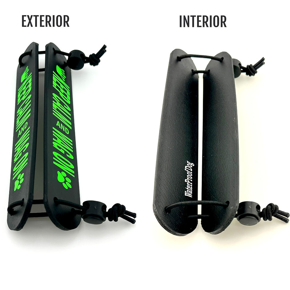 Thumbnail: inside and outside image of bungee elastic dog leash wrap