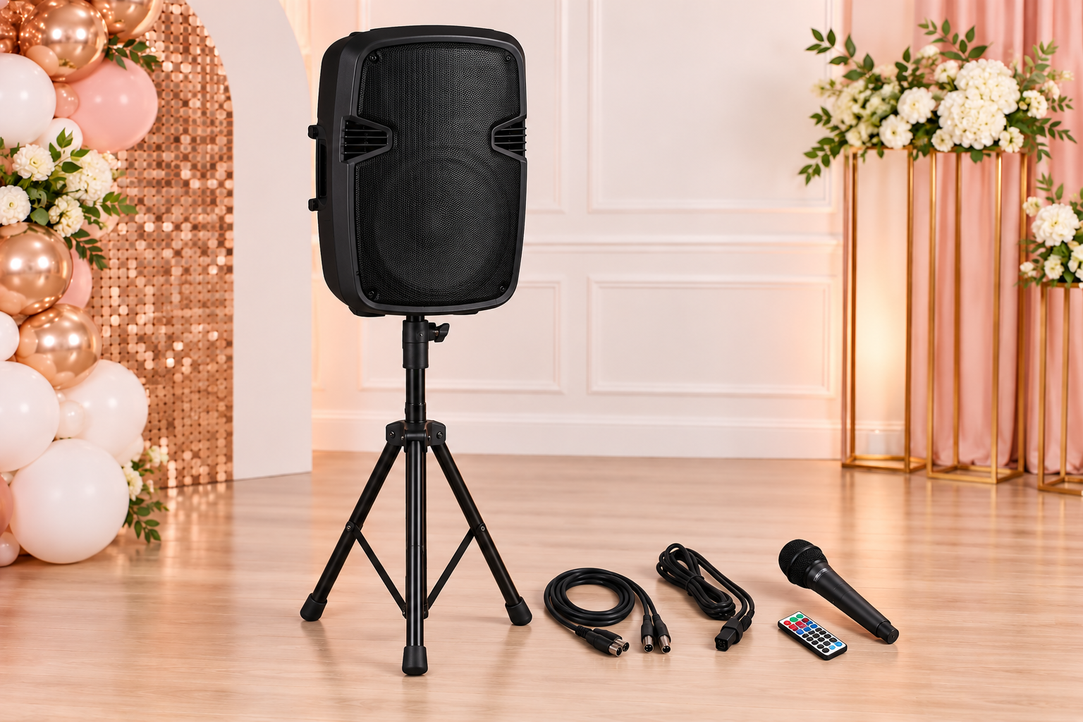 Speaker rental with stand and accessories for events in Central Arkansas