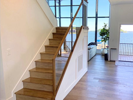 Engineer floors install, and refinish the stairs with matching color.