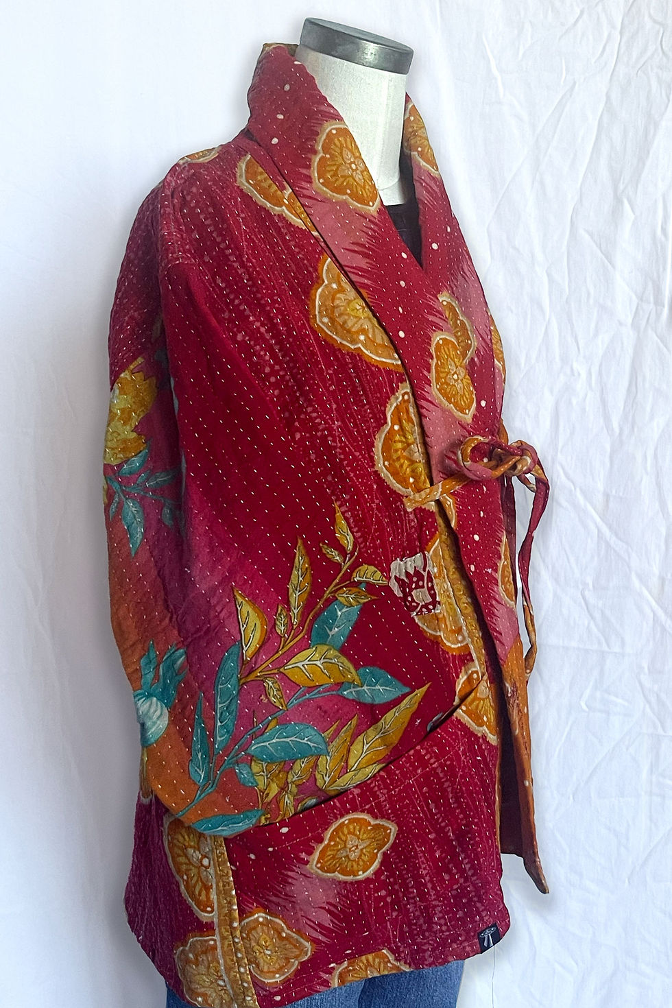 Thumbnail: Hibiscus Breeze Kantha-Kimono