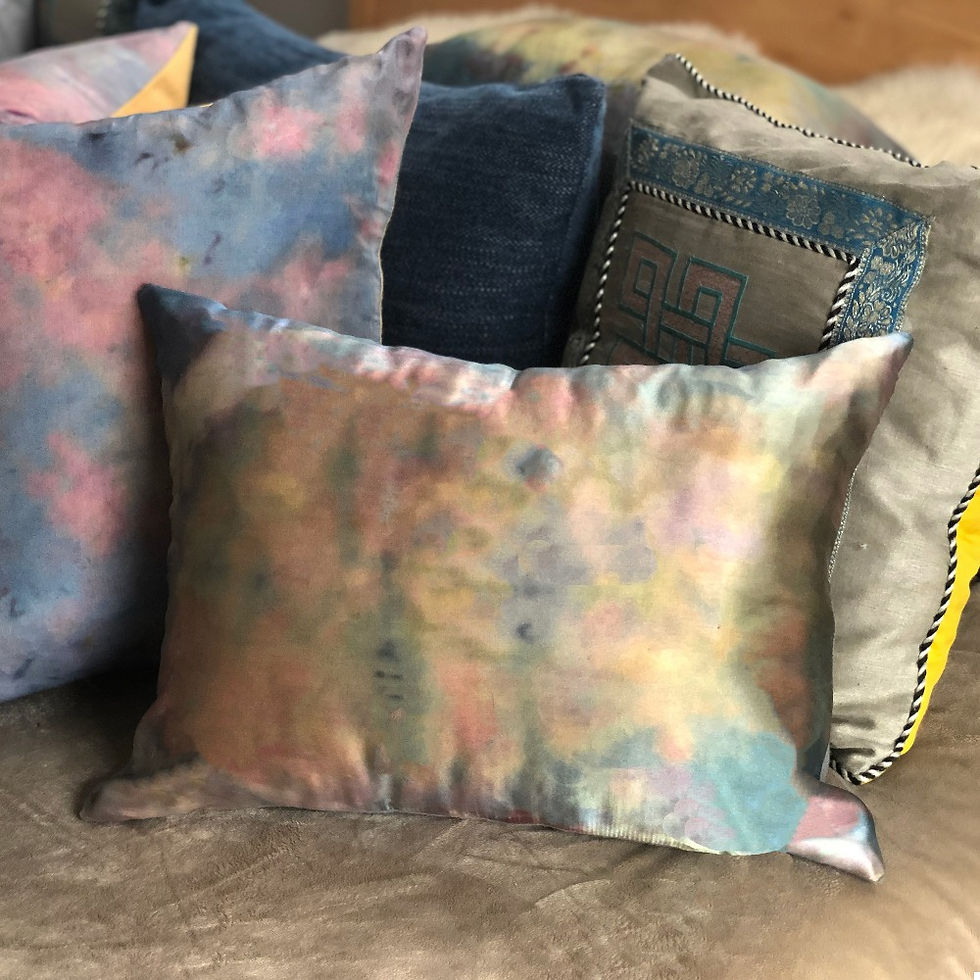 Thumbnail: Temple Incense Silk Charmeuse Pillows Set (Rectangular)