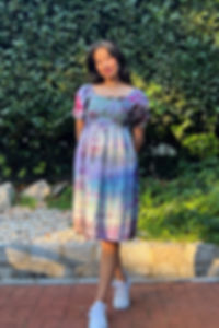 Shirred Twilight Linen Dress