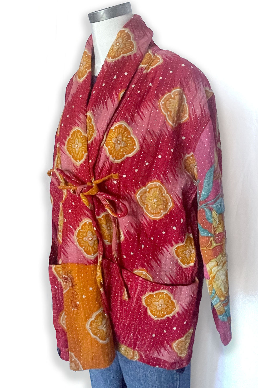 Thumbnail: Hibiscus Breeze Kantha-Kimono