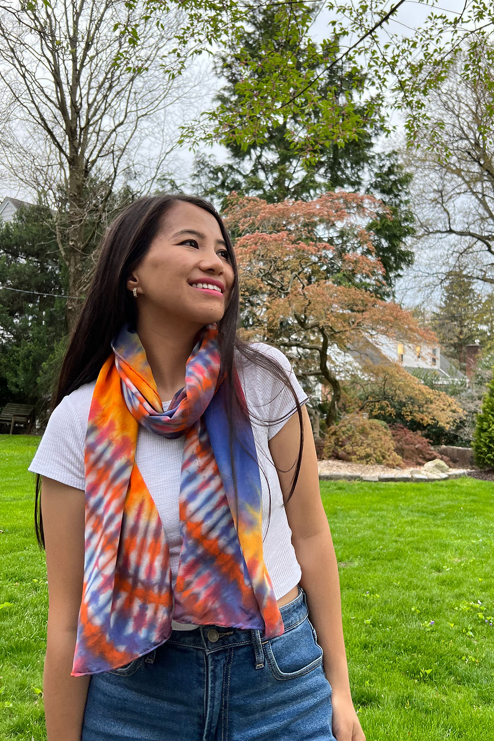 Egyptian Lotus Charmeuse Silk Scarf