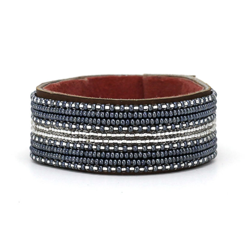 Twilight Stripe Wide Beaded Cuff